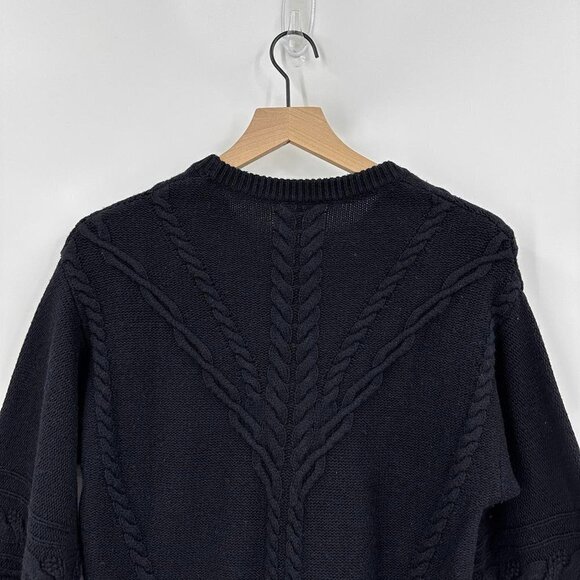 Kate Spade Cable Sweater Flounce Hem Wool Black Size Small - Picture 7 of 9